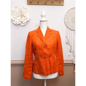 Talbots Irish Linen Orange Blazer Size 4 Petite
